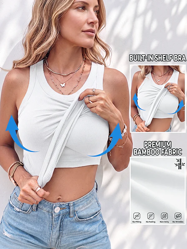 Bamboo Bra-Style Round Neckline Tank Top - Image 7
