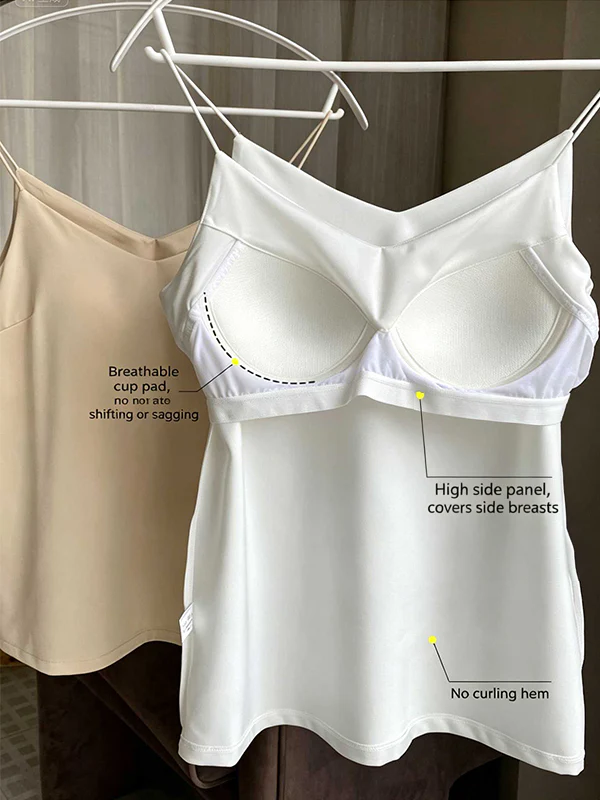 Built-In Bra Satin V Neck Cami Top - Image 6
