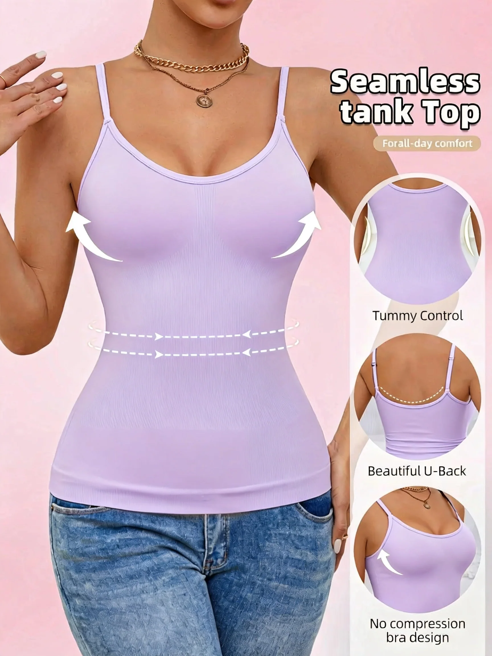 Seamless U-Back Top with Built-in Bra - Image 7