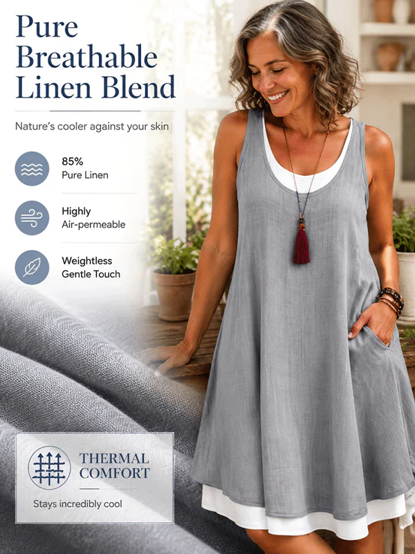 Casual Vacation Colorblock Sleeveless Summer Dress - Image 4