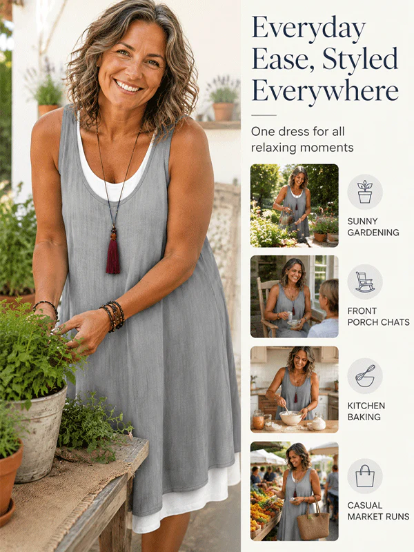 Casual Vacation Colorblock Sleeveless Summer Dress - Image 7