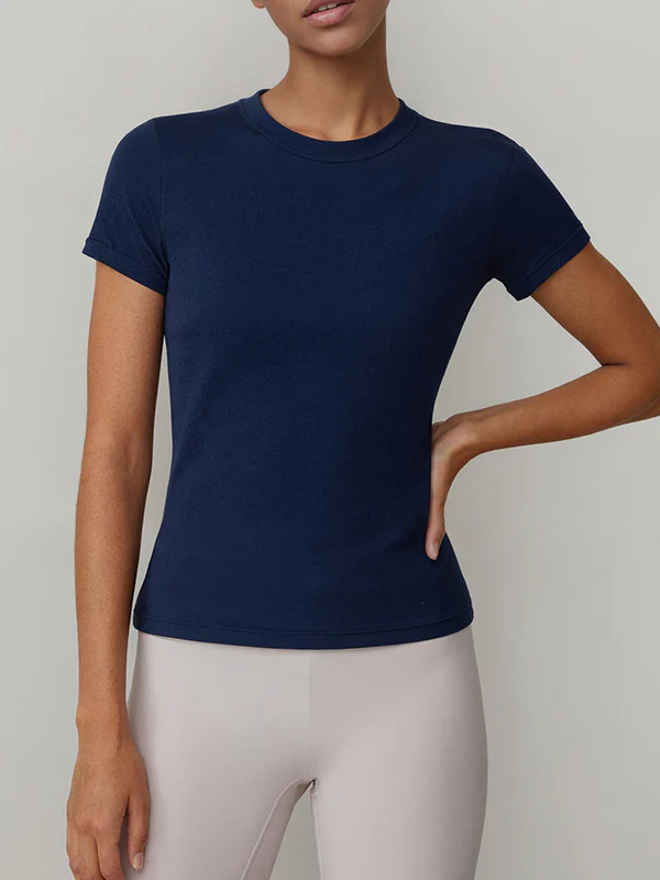 Crewneck Tight Short Sleeve T-Shirt - Image 5