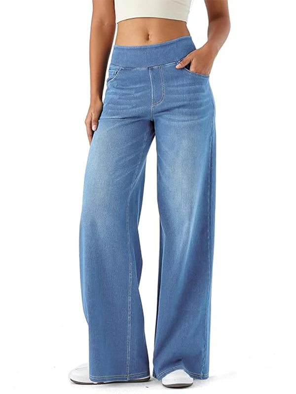 High Waisted Stretchy Denim Pants - Image 12