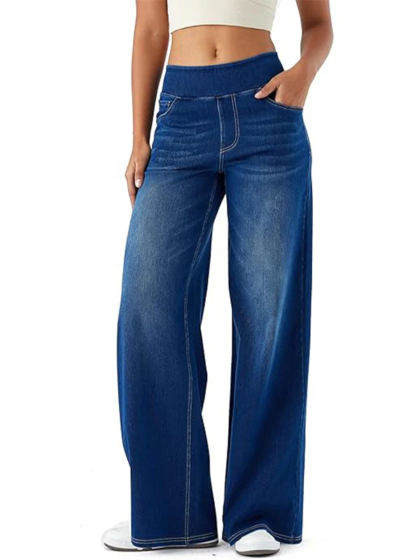 High Waisted Stretchy Denim Pants - Image 14
