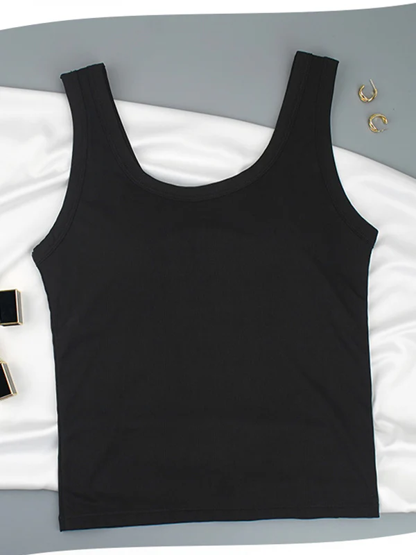 Padded Wide Shoulder Straps Tank Top - Image 5