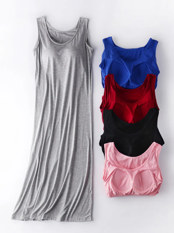 Plus Size Long Modal Dress Built-in Bra - Image 3