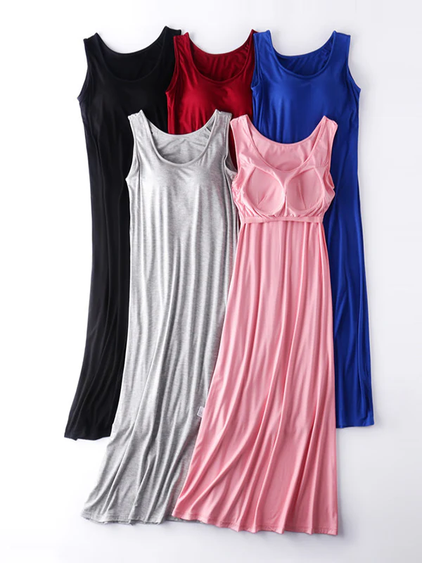 Plus Size Long Modal Dress Built-in Bra - Image 4