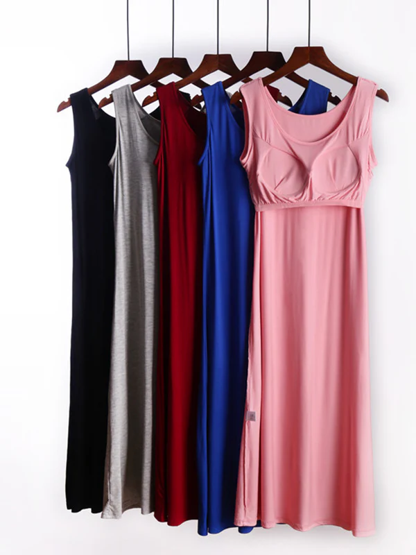 Plus Size Long Modal Dress Built-in Bra - Image 5