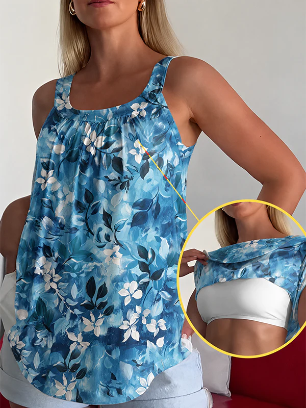 Sleeveless Square Neck Pleated Loose Camisole