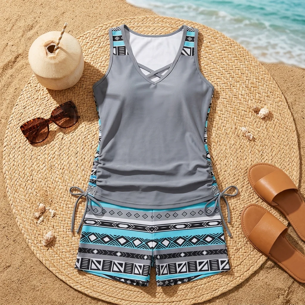 Tankini Swimsuit Set with Adjustable Sides - Image 9