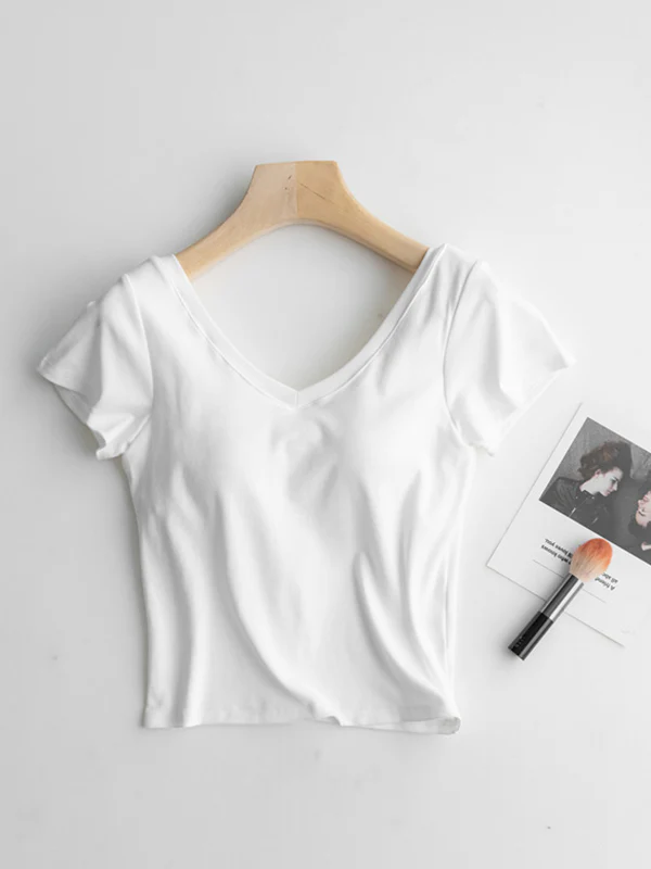 V-Neck Built-In Padding Short Sleeve - Image 3