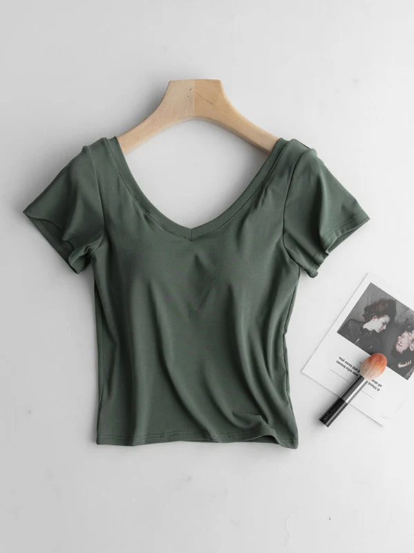 V-Neck Built-In Padding Short Sleeve - Image 4