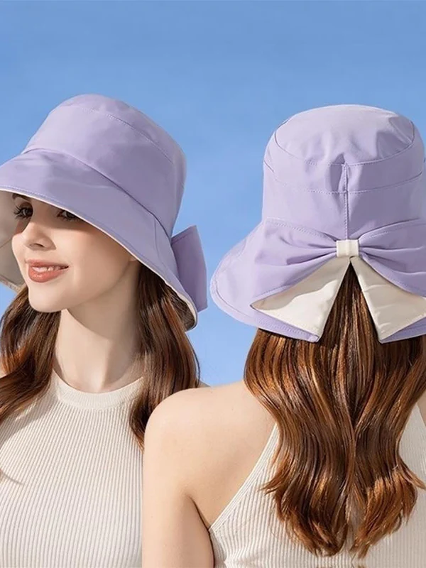 Women's Bow-Tie Wide-Brimmed Sun Hat - Image 12