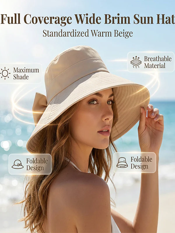 Women's Bow-Tie Wide-Brimmed Sun Hat - Image 5