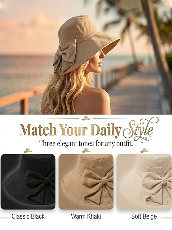 Women's Bow-Tie Wide-Brimmed Sun Hat - Image 9