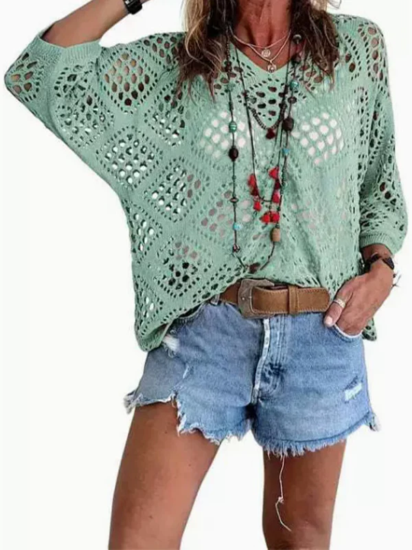 Women's Crochet Top with V-Neck - Image 18