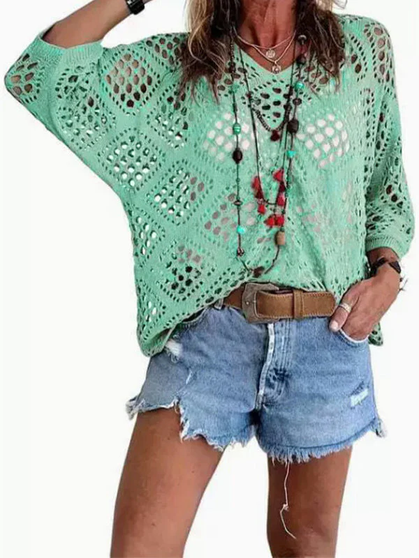 Women's Crochet Top with V-Neck - Image 6