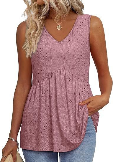Womens V Neck Sleeveless Flowy Peplum Tops - Image 11