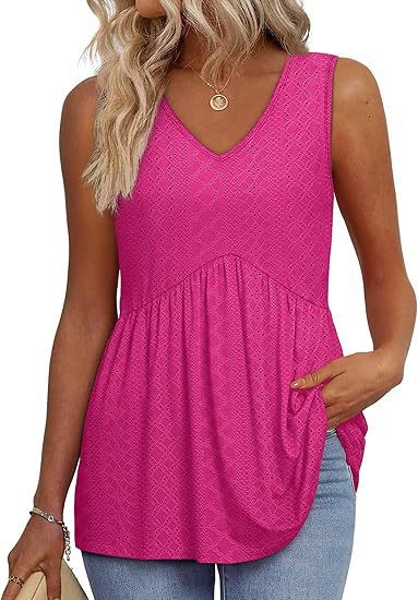 Womens V Neck Sleeveless Flowy Peplum Tops - Image 12