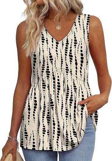 Womens V Neck Sleeveless Flowy Peplum Tops - Image 17