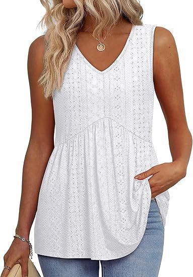 Womens V Neck Sleeveless Flowy Peplum Tops - Image 5